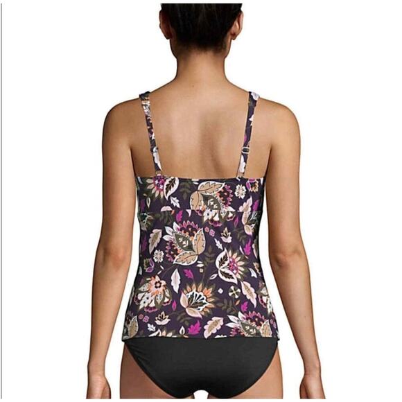 Lands' End Women's V-Neck Wrap Underwire Tankini Swimsuit Top Size 14 - Picture 2 of 10